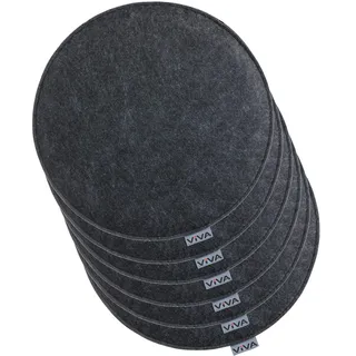 Brandsseller 6er Set Sitzkissen aus Filz Ø 35x2 cm – Robuste Stuhlauflagen für innen und außen, rundes Sitzpolster, strapazierfähiges Kissen für Stühle – Anthrazit