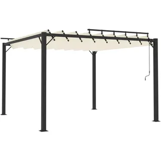 vidaXL Pergola mit Lamellendach 3x3 m Creme Stoff und Aluminium - Creme