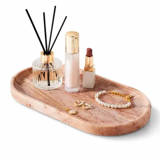 Erongoo Natürlicher Marmor Tablett, Oval Badezimmer Deko Tablett, 30x15x2cm