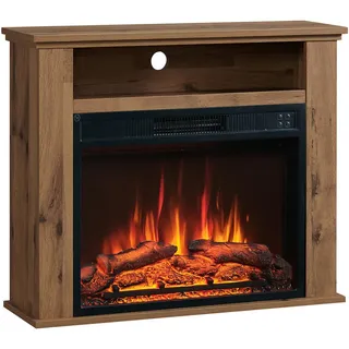 Elektrokamin , Eiche dunkel , Holz, Metall , 23x85x65 cm , Fernbedienung, Flammeneffekt separat schaltbar, Überhitzungsschutz, Thermostat , Elektrogeräte, Heizgeräte, Elektrokamine