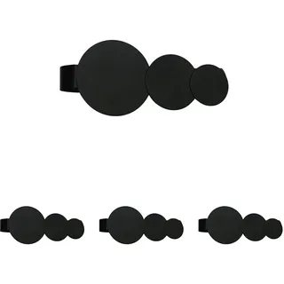 GARDINIA Raffspange Kreise mit Magnetverschluss, Vorhang-Raffhalter für Vorhänge oder Stoffe, 14,5 x 6,5 cm, Metall, Schwarz (Packung mit 4)