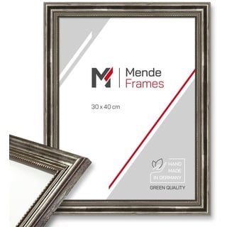 Mende Frames Bilderrahmen Antik 20x20cm I Farbe: Silber I Holzbilderrahmen I Fotorahmen I Silberner Barock Bilderrahmen I Made in Germany I V450