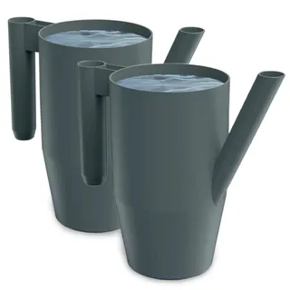 PECZEKO Gießkanne 2,0 Liter für Haus & Garten - aus robustem Kunststoff - giesskanne zur einfachen Bewässerung von Blumen, Pflanzen und zimmerpflanzen 2er-Set (2 Pack) Schwarz