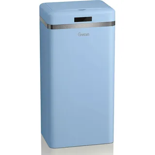 SWAN SWKA4500BLNEU Retro Mülleimer mit Automatisch öffnender Sensor, Metall, 45 L, Vintage-Design Blau - Blau
