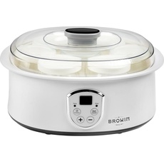 Browin 801015 Joghurtbereiter, Joghurtmaschine mit Thermostat und Gläsern, 7 Joghurtgläser mit Deckel, 1,3 L, 20 W