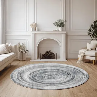 WTHYGB Abstrakt Rund Teppich Waschbarer, 120cm Runder Wohnzimmer Schlafzimmer rutschfest Carpet, Kunstwolle Küchenteppich, Weicher Kreis Teppich für Kinderzimmer Esszimmer Büro #Y1035