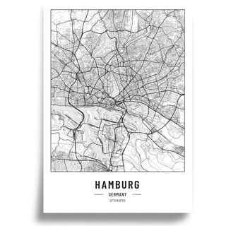 Cool Factory Poster Stadtplan A2 | Moderne minimalistische wandbild Stadtkarten | Schwarz Weiß deko haushalt |w anddeko Kunstdrucke für Wanddekoration weltkarte | Geschenk fur haus | Papier 250gr