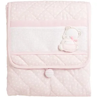 FILET - Reisewickeltisch, Tragbarer Wickeltisch für Windeln, aus Gepolsterter Baumwolle, mit Aida-Tasche zum Besticken, 100% Made in Italy, Pink Clover