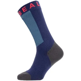 Sealskinz Warm Weather Hydrostop Wp Mid Socken - Blue / Grey / Red - EU 36-38