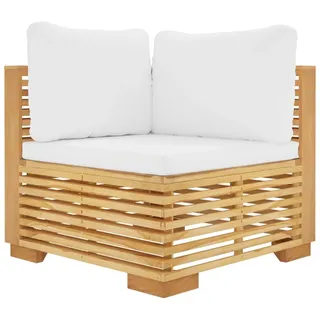 vidaXL Garten-Ecksofa mit Creme Kissen Massivholz Teak - Creme