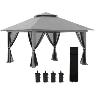 Outsunny Faltpavillon Oxford-Polyester Dunkelgrau , Metall, Textil , 392x283x392 cm , Sonnenschutz, Pavillons