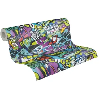 A.S. Création Tapete Street Art in Bunt Schwarz - Made in Germany – 771421