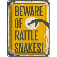 Blechschild 30x40 cm - Schlange beware of rattle snakes