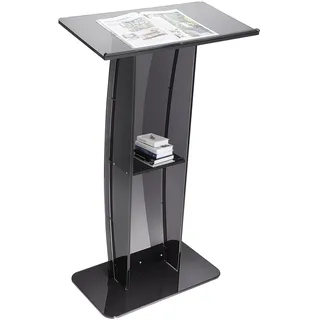 Vevor Stehpult Rednerpult 685 x 330 x 1198 mm, Podium-Ständer mit Breiter Lesefläche und Aufbewahrungsregal, Stehschreibtisch für Kirche, Büro, Schule, Schwarzes Podium 30 kg Tragfähigkeit