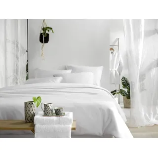 De Witte Lietaer Olivia Bettwäsche in Satin-Qualität aus gekämmter Baumwolle, Weiß/Weiß, 240 x 220 cm, 3