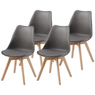 Albatros Esszimmerstuhl Grau - Beine aus Buche Massiv-Holz, Skandinavisches Retro-Design, bequemer Schalenstuhl - Eleganter Küchenstuhl, Stuhl Esszimmer, Stühle, Esszimmerstühle 4er Set AARHUS, Weiss