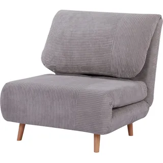 HOMCOM 2 in 1 Schlafsessel Klappbar Schlafsofa mit Bettfunktion Verstellbarer Rückenlehne, Gästebett bis 200kg Relaxsessel in Cordoptik Klappsessel für Wohnzimmer Schlafzimmer 82 x 87 x 89 cm Hellgrau