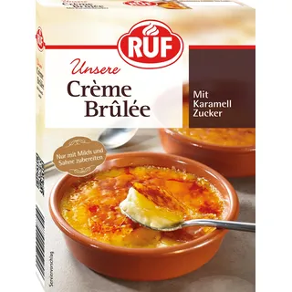 RUF Crème Brûlée mit selbst karamellisierendem Karamell-Zucker, französisches Dessert mit knackiger Zucker-Kruste ohne Flambieren, glutenfrei, 1 x 95 g