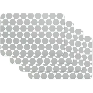 Venilia Vénilia Tischset Caline Grau, Platzset für Esszimmer, Esstischmatten, Telleruntersetzer, Platzdeckchen, abwischbar, lebensmittelecht, 45 x 30 cm, 4 Stück