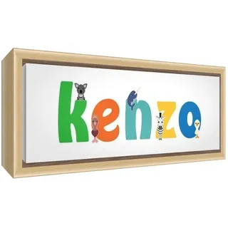 Little Helper Leinwand mit Rahmen aus Massivholz Natur illustrativen Stil Bunt mit dem Namen de jeune Jungen Kenzo 34 x 88 x 3 cm groß