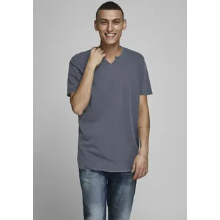 JACK & JONES T-Shirt Split mit Neck in Navy Blue-XXL