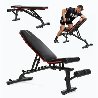 Trexo Verstellbare Hantel-Bank | Multifunktions-Trainingsbank Verstellbar für Ganzkörper-Workout, Schrägbank für Zuhause bis zu 300 kg | Stahlkonstruktion | Krafttraining, Fitness | Schwarz | B100