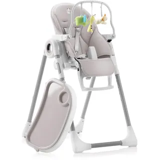 Sweety Fox Hochstuhl Baby mit Liegefunktion - Verstehllbar und Klappbar, Kinderstuhl mit Sicherheitsgurt - Mitwachsender Kinderhochstuhl 6 Monaten bis 3 Jahren, max. 15 kg - Grau