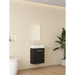 Toiletmeubel - Glänzend Weiß - Kompakte Größe 45 cm mit Keramiksäule - Weiß