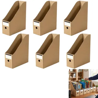 Fayemint 6 Stück Stehsammler, Pappe Zeitschriftenhalter, Stehordner Archiv-Stehsammler, 5 Levels Kraftpapier Desktop Aufbewahrungsbox für Schreibtisch, Archiv und Aufbewahrung