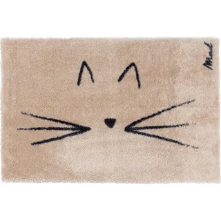 madaboutmats Fussmatte , Beige , Kunststoff , Katze , rechteckig , 50x75 cm , rutschfest, für Fußbodenheizung geeignet, für alle Fußböden geeignet, rutschhemmend, schützt den Fußboden, pflegeleicht , Teppiche und Böden, Schmutzfangmatten, Fußmatten