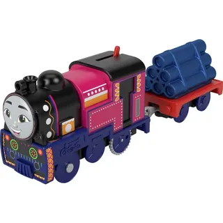 Fisher-Price THOMAS AND FRIENDS, Thomas & seine Freunde, batteriebetriebene Spielzeuglok Toby mit Frachtanhänger für Kinder im Kindergartenalter ab 3 Jahren, HTN30