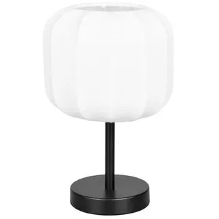 Tischleuchte , Schwarz, Weiß , Metall, Textil , 31.5 cm , Schnurschalter , Lampen & Leuchten, Innenbeleuchtung, Tischlampen, Tischlampen