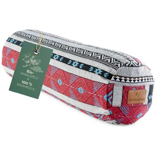 #DoYourYoga Zylinder Yogabolster mit Bio-Dinkelspelz (KBA), waschbarer Bezug aus 100% Baumwolle, 68cm x 22cm, Yogakissen Meditations- / Sitz- / Zafukissen für Yin Yoga - Style 16