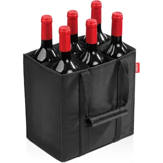 achilles Flaschentasche 6 Fächer je 1,5 Liter – Reißfester Flaschenkorb mit Klettband – Faltbarer Flaschenträger mit Trennwänden – Flaschen Einkaufstasche für Wasserflaschen, Wein und Bier – Schwarz