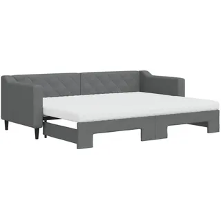 vidaXL Tagesbett Ausziehbar mit Matratzen Dunkelgrau 80x200 cm Stoff - Grau