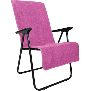 LAYNENBURG Premium Frottee Schonbezug für Gartenstuhl - 100% Baumwolle - Oeko-TEX 100 - Handtuch-Bezug Hochlehner - Stuhl-Bezug mit Umschlag für Camping-, Liege-Stuhl (65x130 cm Fuchsia)