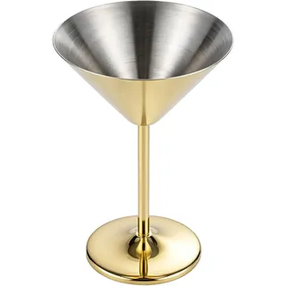 Gurlideo Martini-Gläser aus Edelstahl, Metall, Weintrinkbecher, Stiel, Cocktailgläser für Margarita, Manhattan, Champagner, Bar, Party (Goldfarbenes Edelstahl-Martini-Glas)