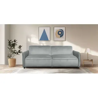 dorel home 3-Sitzer "Allie Curved Schlafsofa 209 cm" Bettfunktion (110/190), verstellbare Rückenlehne, Cord u. Velours, hellgrau