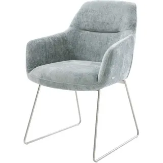 DeLife Esszimmerstuhl Pejo-Flex Chenille Pastellblau Kufengestell Edelstahl Taschenfederkern