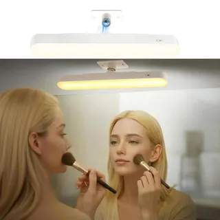AMFUN LED Schminktisch Beleuchtung, 4000mAH Dimmbar Make up Licht, Tragbare Abnehmbare 360°Drehung Spiegellampe, Wiederaufladbar Spiegel Beleuchtung Kabel für Schminktisch