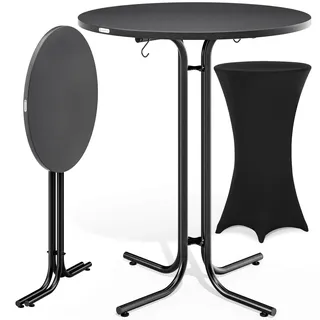 Stehtisch Grau 110x70cm + Husse Schwarz Ø70cm