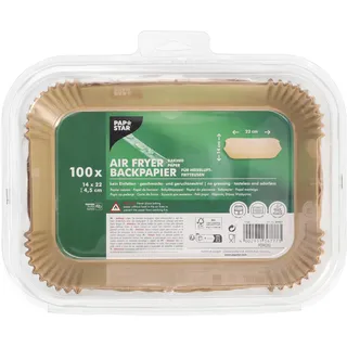 Papstar PAPSTAR, 100 Backpapiere 22 cm x 14 cm x 4,5 cm braun für Heißluftfritteusen