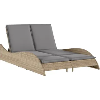 vidaXL Sonnenliege mit Auflagen Beige 114x205x73 cm Poly Rattan - Beige