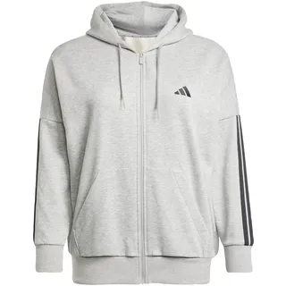 adidas Damen Essentials 3-Stripes Full-Zip Fleece Hoodie (Plus Size), Medium Grey Heather/Black, XL Plus