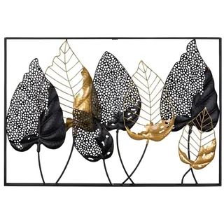 Casablanca by Gilde »Wandrelief Blätter mit Rahmen Santos«, schwarz,