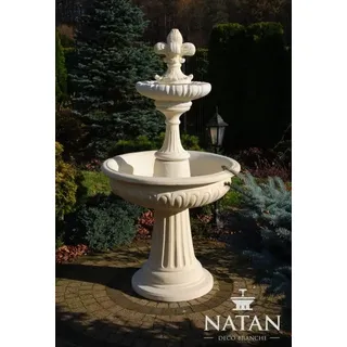 Springbrunnen Garten Teich Brunnen 173cm Steinbrunnen Gartenbrunnen Fontaine Neu - Weiß