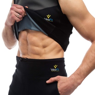 VeoFit Schwitz Shirt Herren zum Abnehmen Perfekte Neopren Sauna Vest for Men für eine schnelle Gewichtsabnahme ohne Verlust der Muskelmass Größe XXXL- Bonus: Fitnessanleitung und Tragetasche