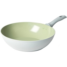 Salter BW09285 Earth Wokpfanne Induktion 28cm, großer Wok mit rundem Boden, hohem Rand zum Kochen, leicht reinigendes Antihaft Titan Keramik Beschichtung, PFAS/PFOA-frei Bakelite Griff Stir-Bratpfanne