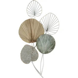 Gilde Wanddekoobjekt GILDE "Wandrelief 5 Blätter", beige (natur), B:48cm H:90cm T:6cm, Metall, Wanddekoobjekte, Wanddekoobjekt, Wanddeko Bilder Metall, 3D, Blumen Blätter