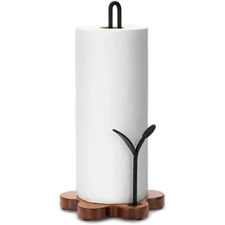 SUNNEKO Küchenrollenhalter Holz, Schwarzer Küchenrollenhalter Stehend, Rustikaler Küchen- und Küchenpapierhalter für Küche und Essbereich